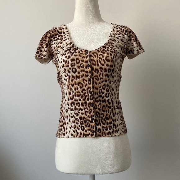 INC International Concepts Tops - INC Animal Print Fitted Short Sleeve Sweater